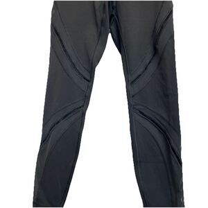 Lululemon Tight Mesh Stripe Leggings Woman's 8 Black Yoga Activewear Gym Gray